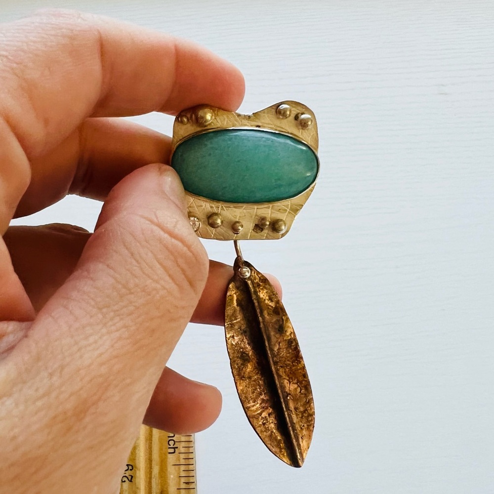 Handcrafted Silver Pendant with Leaf Design and Aqua Stone